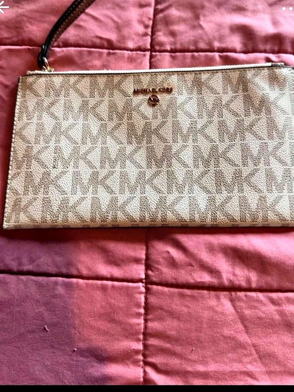 Michael Kors Jet Set Travel Large Flat Multifunction Phone Case Brown & White